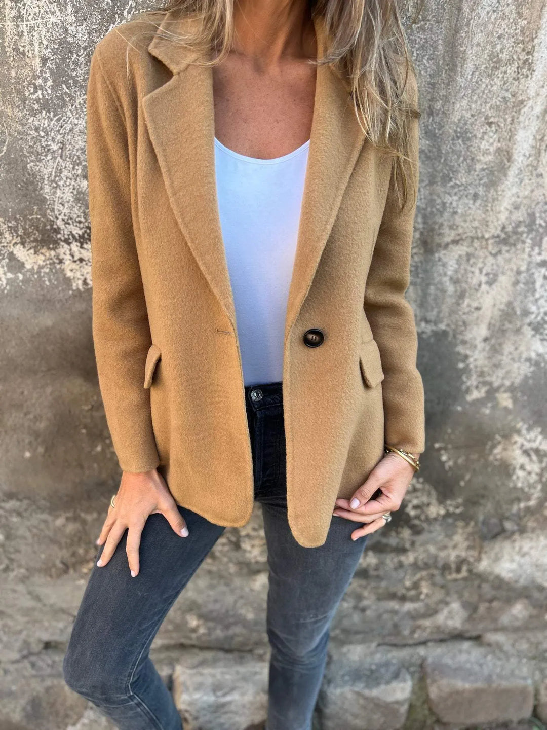 Damen Casual Jacke Mit Reverskragen Und Langarm