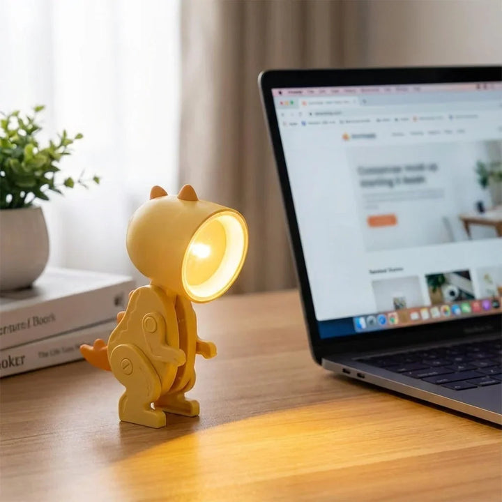 Faltbare Dinosaurier-Schreibtischlampe für Kinder mit praktischem Klemmfuß