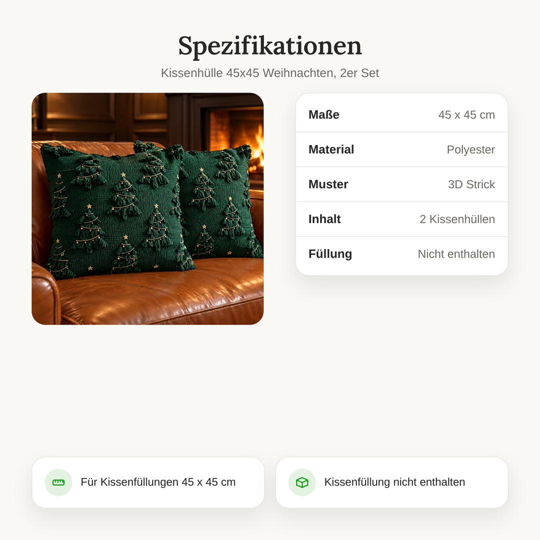 Nahaufnahme der festlichen Strickmotive auf den Kissenhüllen
