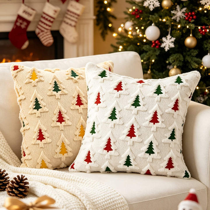Weihnachtliche Kissenhüllen im Format 45 x 45 cm mit 3D-Motiven