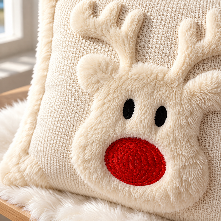 Kissenhülle mit Rentiermotiv als weihnachtliche Sofadekoration