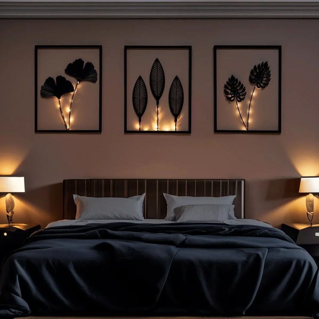 Dreiteiliges LED-Leuchtrahmen-Set mit stimmungsvollem Farbwechsel