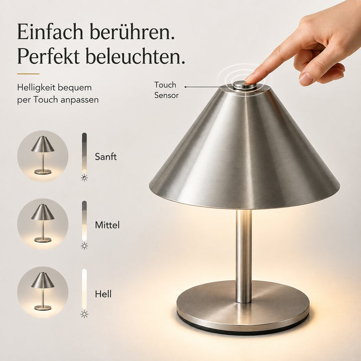 LED-Tischlampe als dekoratives Licht auf einem Beistelltisch