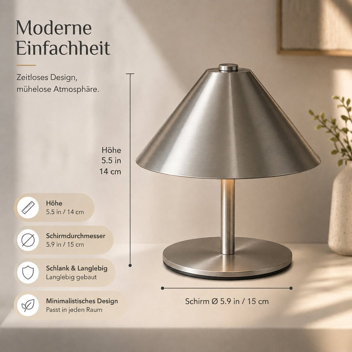 Nahaufnahme der LED-Tischlampe mit Touch-Bedienung