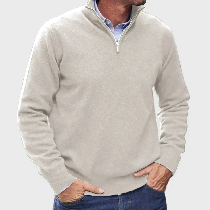 Herren Kaschmirpullover Mit Reißverschluss Im Italienischen Design