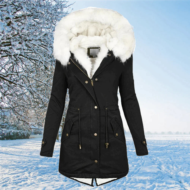 Damen Parka Jacke Mit Kapuze Und Fellfutter In Übergröße