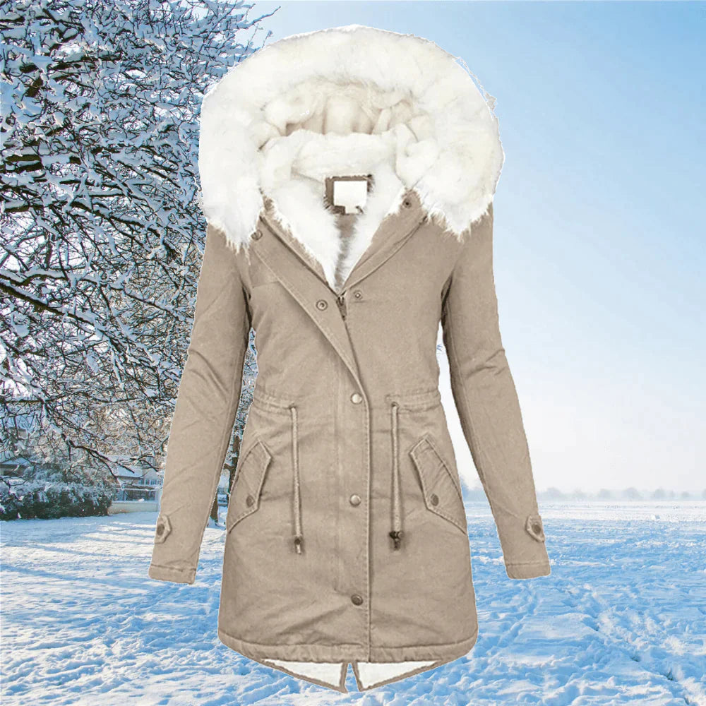 Damen Parka Jacke Mit Kapuze Und Fellfutter In Übergröße