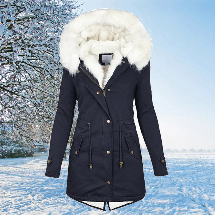 Damen Parka Jacke Mit Kapuze Und Fellfutter In Übergröße