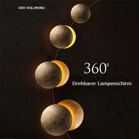 Moderne LED Wandleuchte Lumi mit drehbarer Goldscheibe – Warmes Licht & Wandmontage