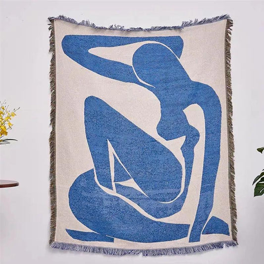 Künstlerische Bunte Wohndecke im abstrakten Blue-Woman-Design