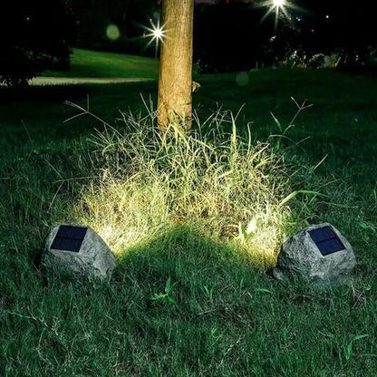 Solarbetriebene LED Außenlampe in Steinoptik für Garten