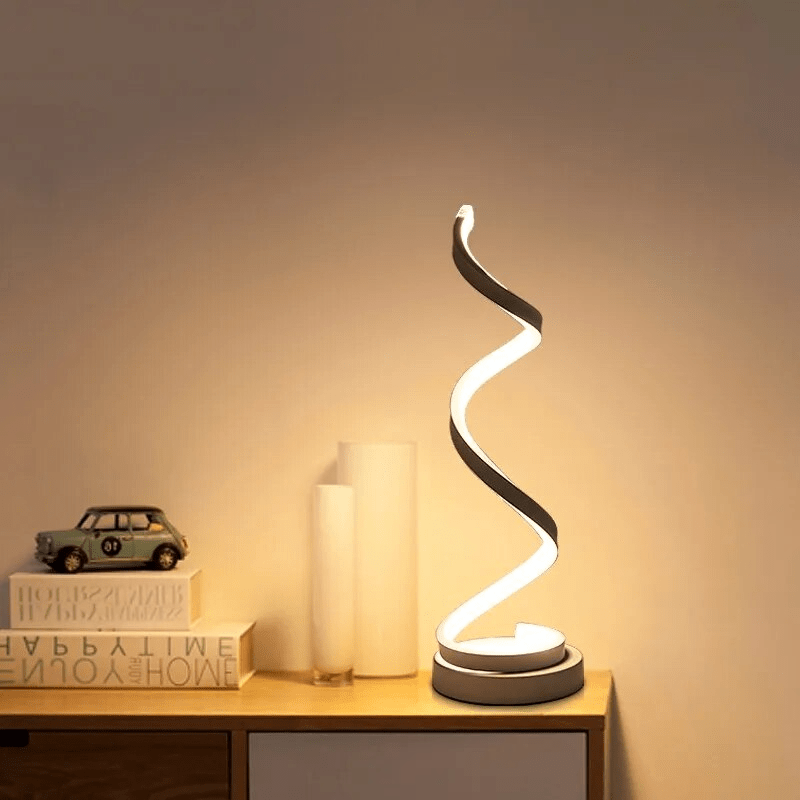 Spiralförmige Tischlampe mit warmem Licht für moderne Wohnräume