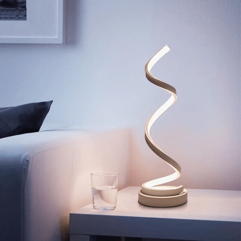Spiralförmige Tischlampe mit warmem Licht für moderne Wohnräume