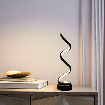 Spiralförmige Tischlampe mit warmem Licht für moderne Wohnräume