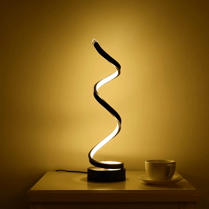 Spiralförmige Tischlampe mit warmem Licht für moderne Wohnräume