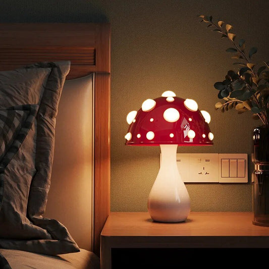 Dimmable Pilz-Tischlampe mit warmem Licht für Schlafzimmer und Wohnzimmer