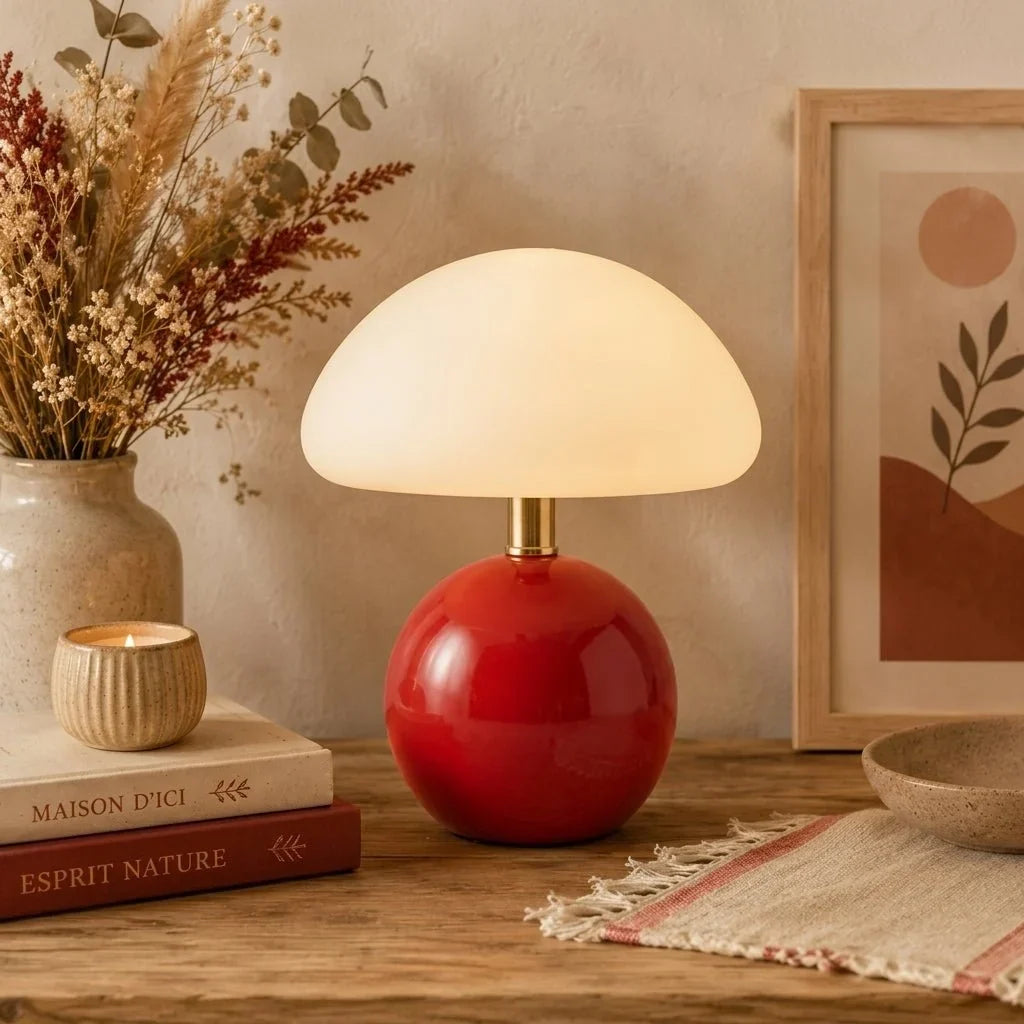 Tischlampe mit Kuppelschirm in einer stilvollen Einrichtung