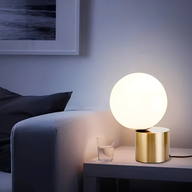 Glas-Metall Tischleuchte – Europäisches Design mit 3-Farb-LED-Option