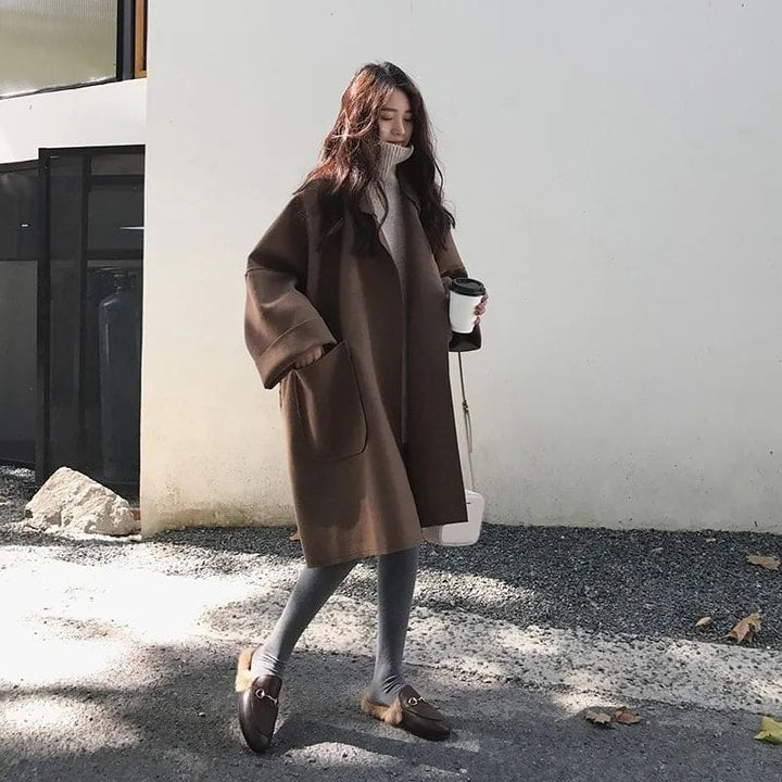 Damen Oversize Trenchcoat Aus Wollmischung