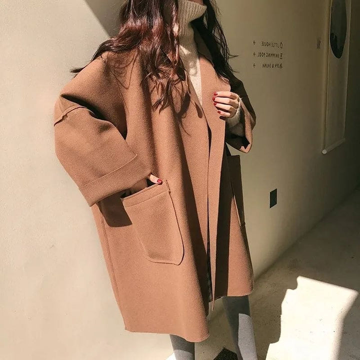 Damen Oversize Trenchcoat Aus Wollmischung