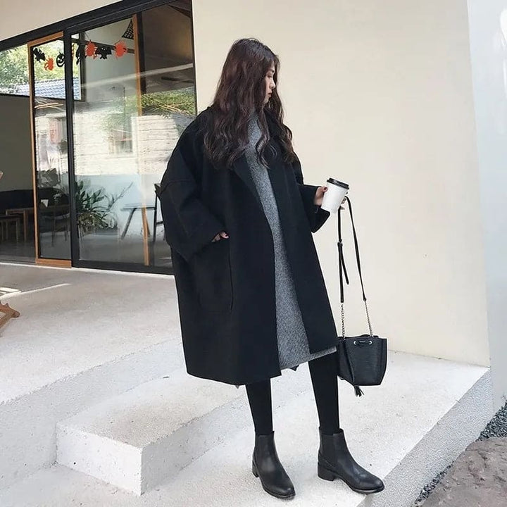 Damen Oversize Trenchcoat Aus Wollmischung