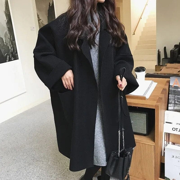 Damen Oversize Trenchcoat Aus Wollmischung