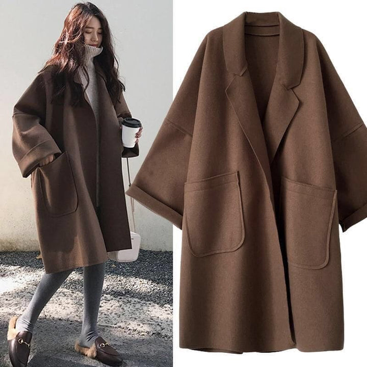 Damen Oversize Trenchcoat Aus Wollmischung