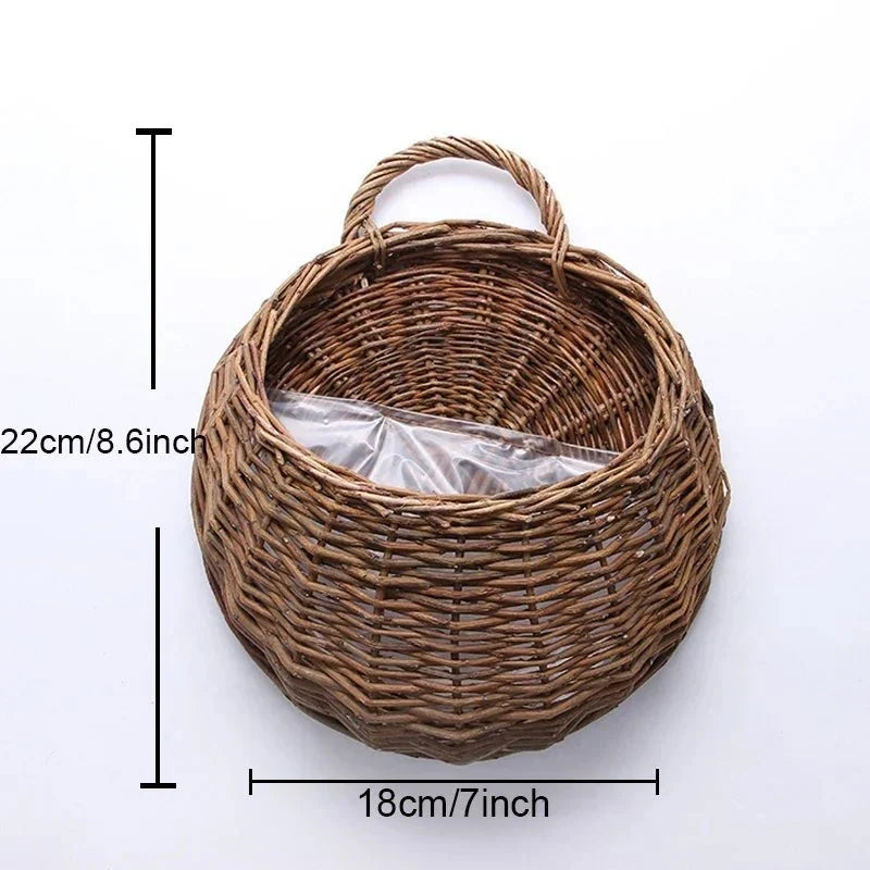 Wandkorb Aus Handgeflochtenem Rattan Für Pflanzen Und Blumen