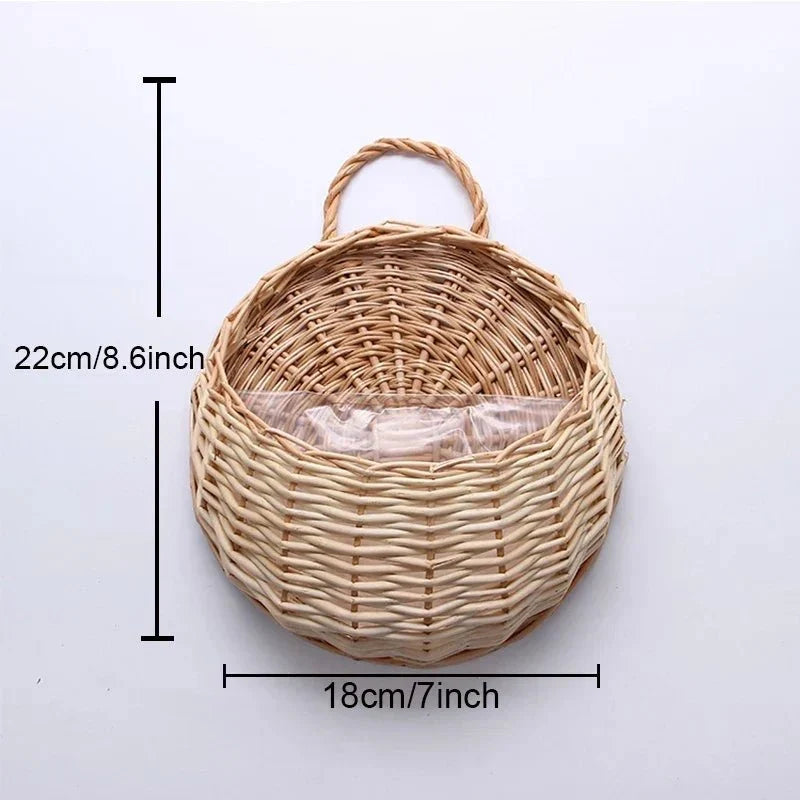 Wandkorb Aus Handgeflochtenem Rattan Für Pflanzen Und Blumen