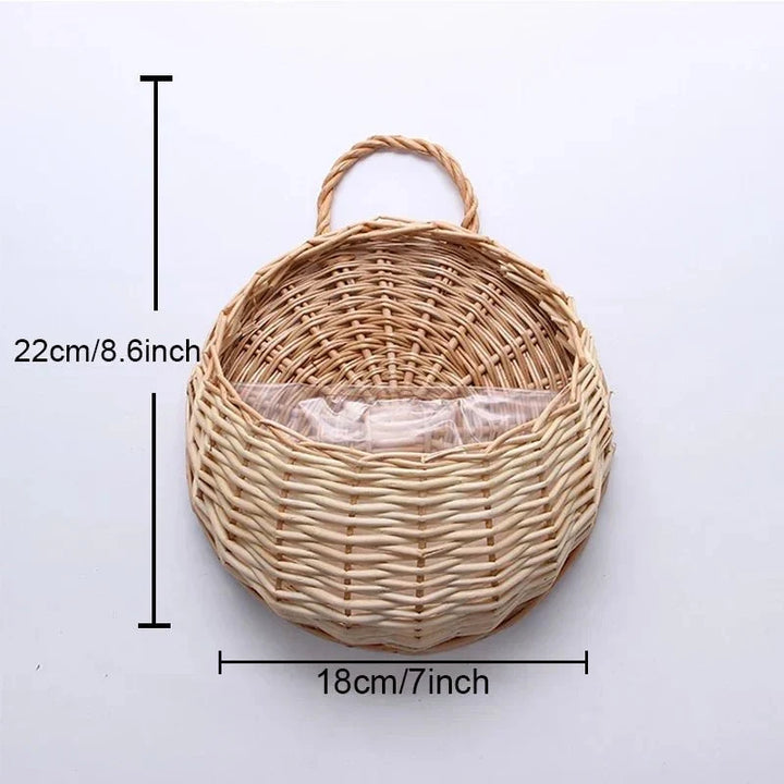 Wandkorb Aus Handgeflochtenem Rattan Für Pflanzen Und Blumen