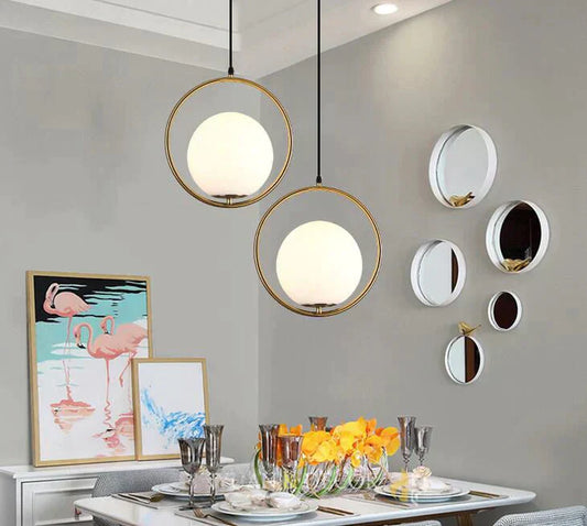 LED Pendelleuchte Nordic – Glaskugel, goldfarben & modern