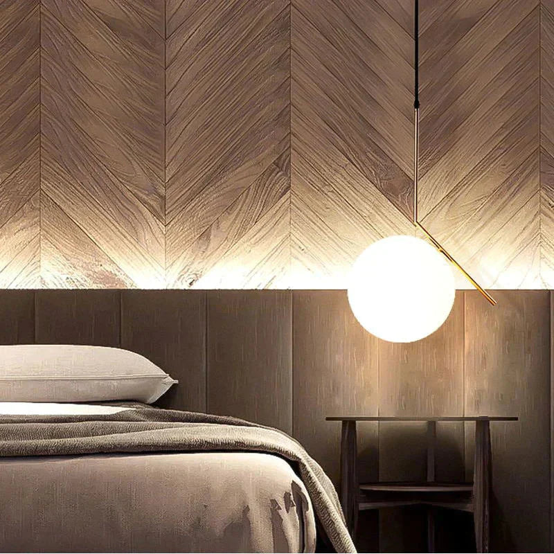 LED Pendelleuchte Nordic – Glaskugel, goldfarben & modern