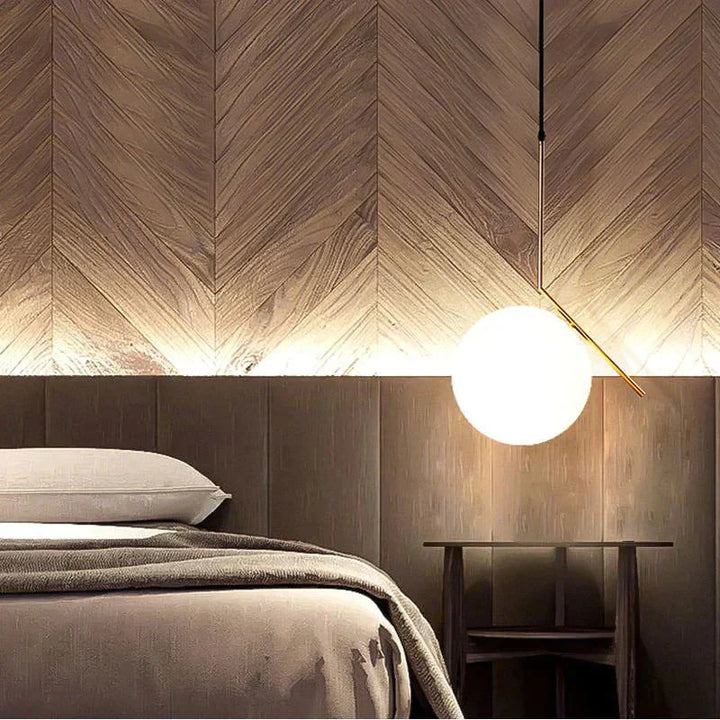 LED Pendelleuchte Nordic – Glaskugel, goldfarben & modern