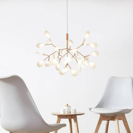 Moderne LED-Hängelampe mit Ast-Design in Kupfer oder Schwarz