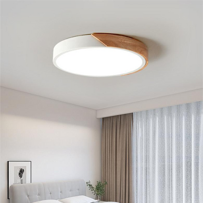 Nordische LED-Deckenleuchte aus Holz – Rundes Design im skandinavischen Stil