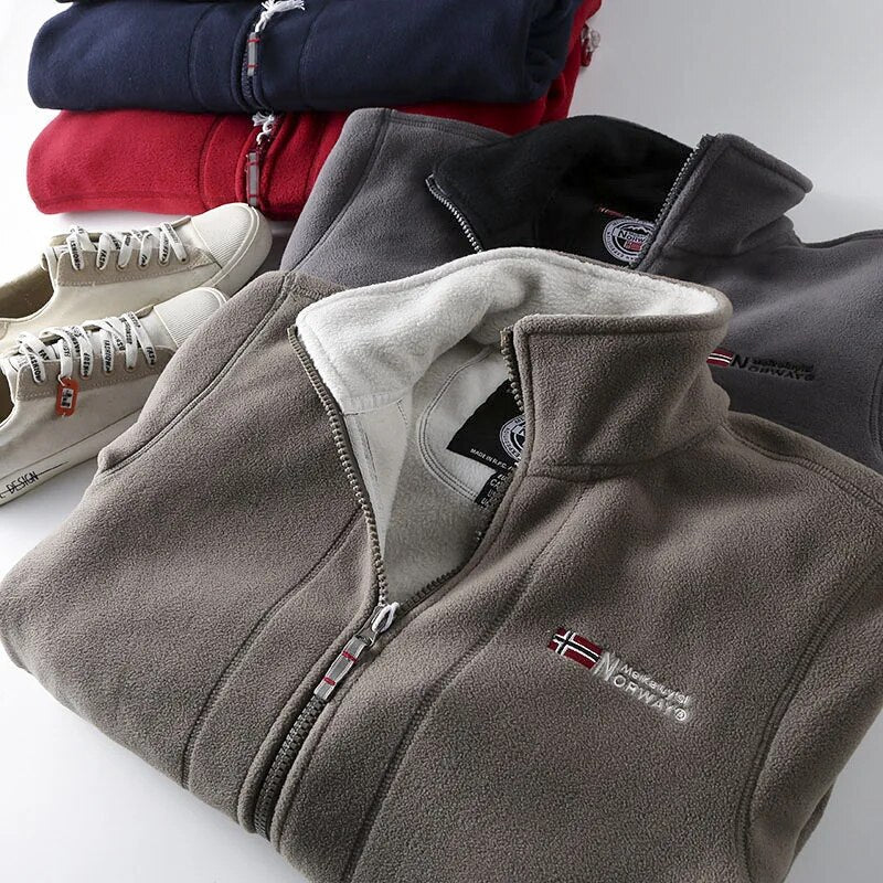 Herren Fleece Winterjacke Mit Norweger Design