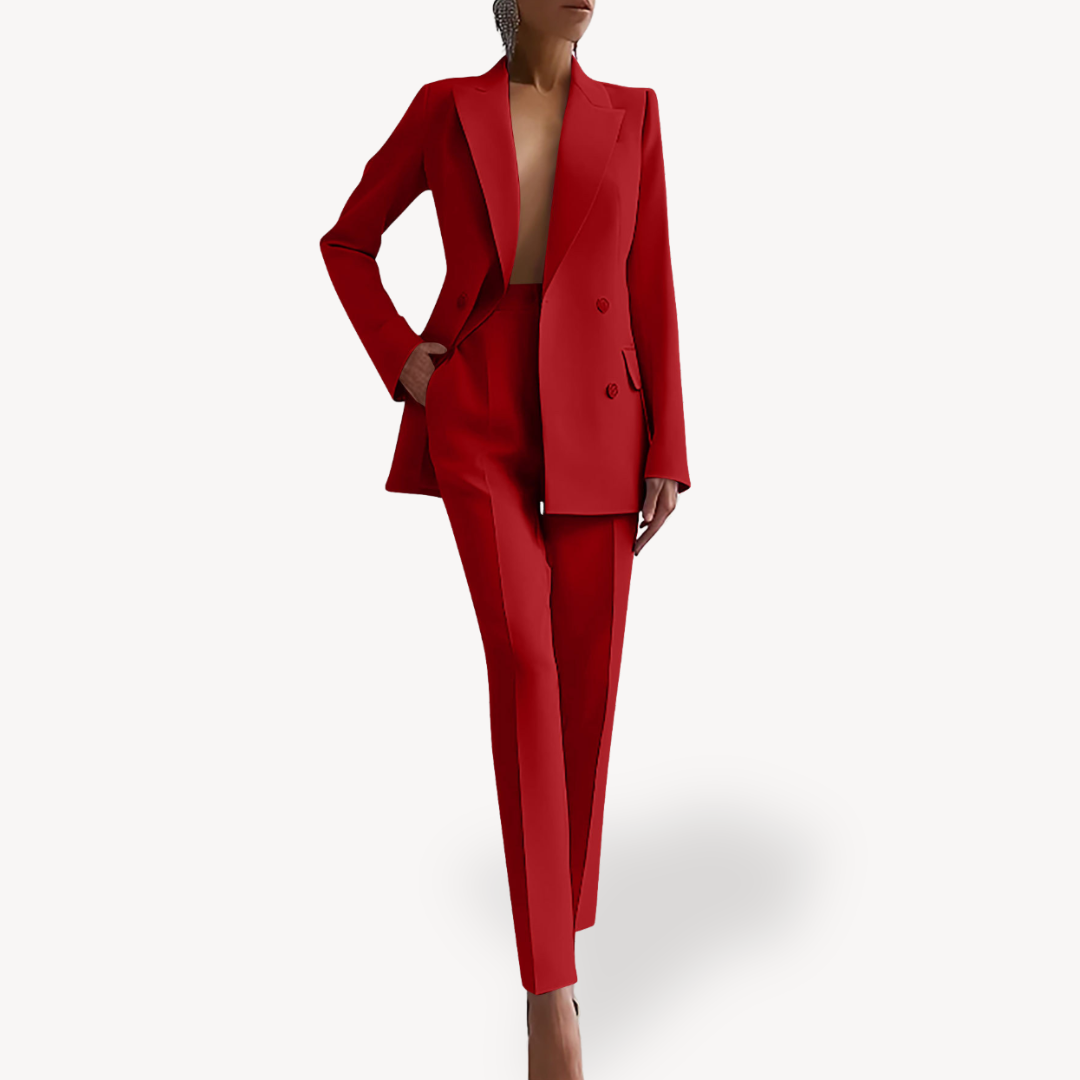 Damen Hosenanzug Mit Blazer Und Geradem Schnitt