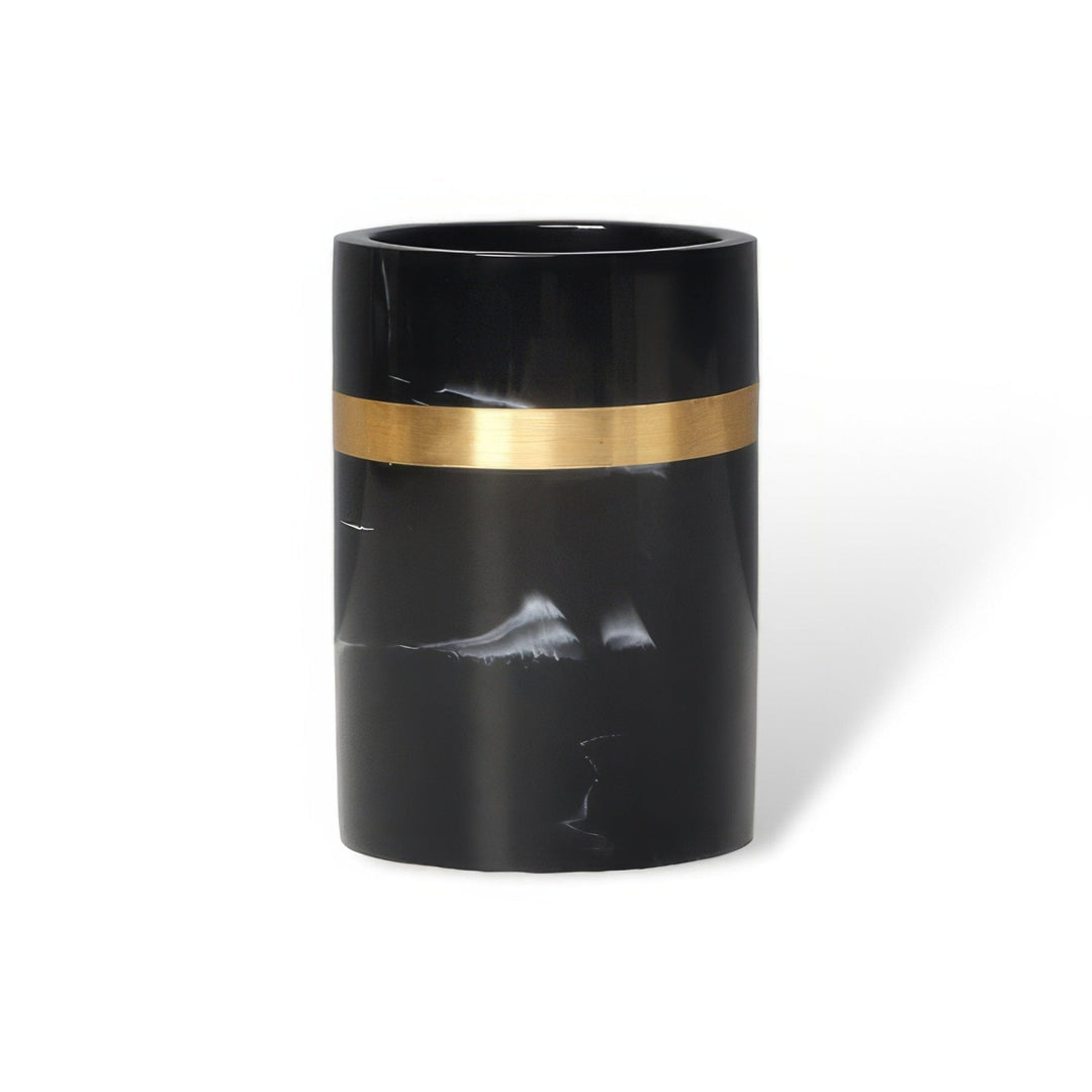 Badezimmer Set In Marmoroptik Schwarz Mit Goldakzenten