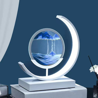 LED Treibsand Tischlampe mit 3D-Sandbild – Rotierende Deko Lampe zur Entspannung