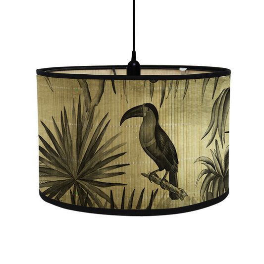 Tropischer Lampenschirm mit Tiermotiven im Vintage-Stil – rund & dekorativ