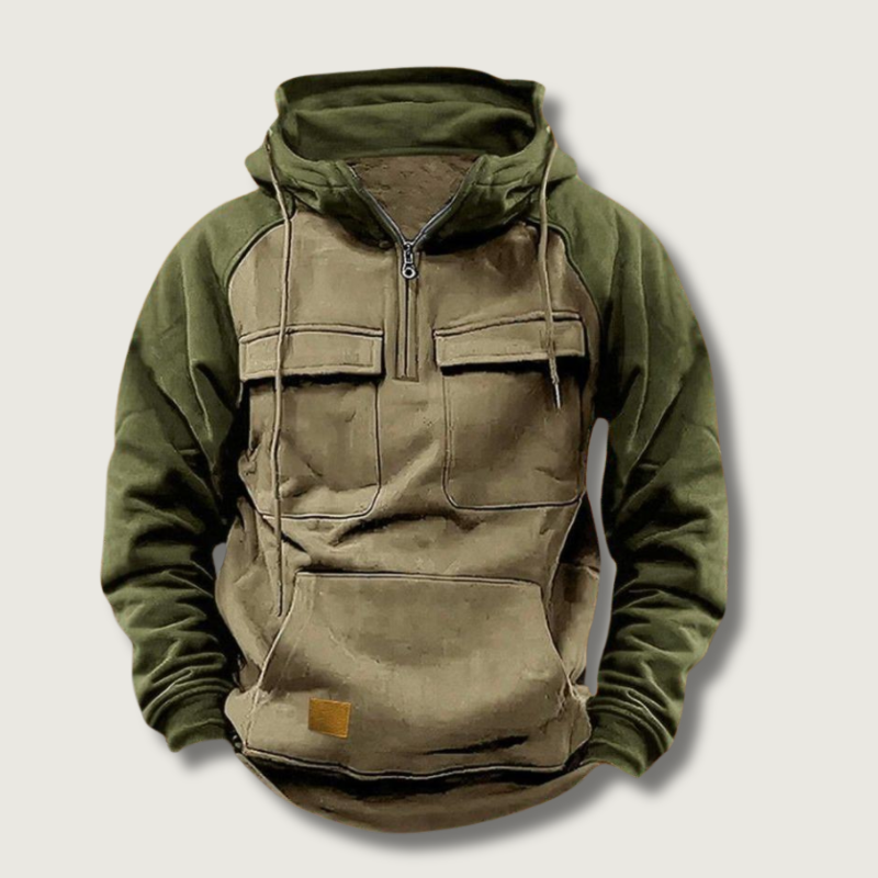 Herren Outdoor Hoodie Mit Color Block Und Quarter Zip