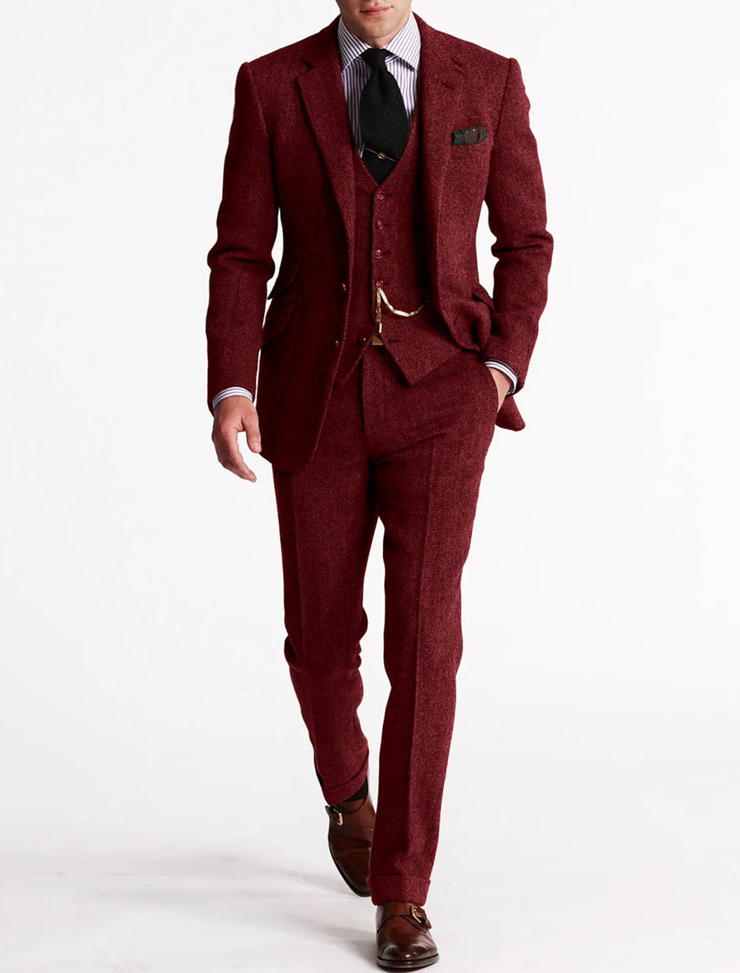 Herren Anzug Dreiteilig Im Vintage Retro Stil