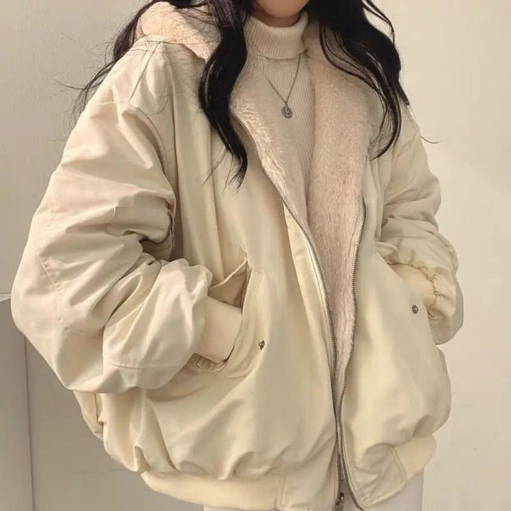 Damen Bomberjacke Oversize Mit Kapuze Und Utility Taschen
