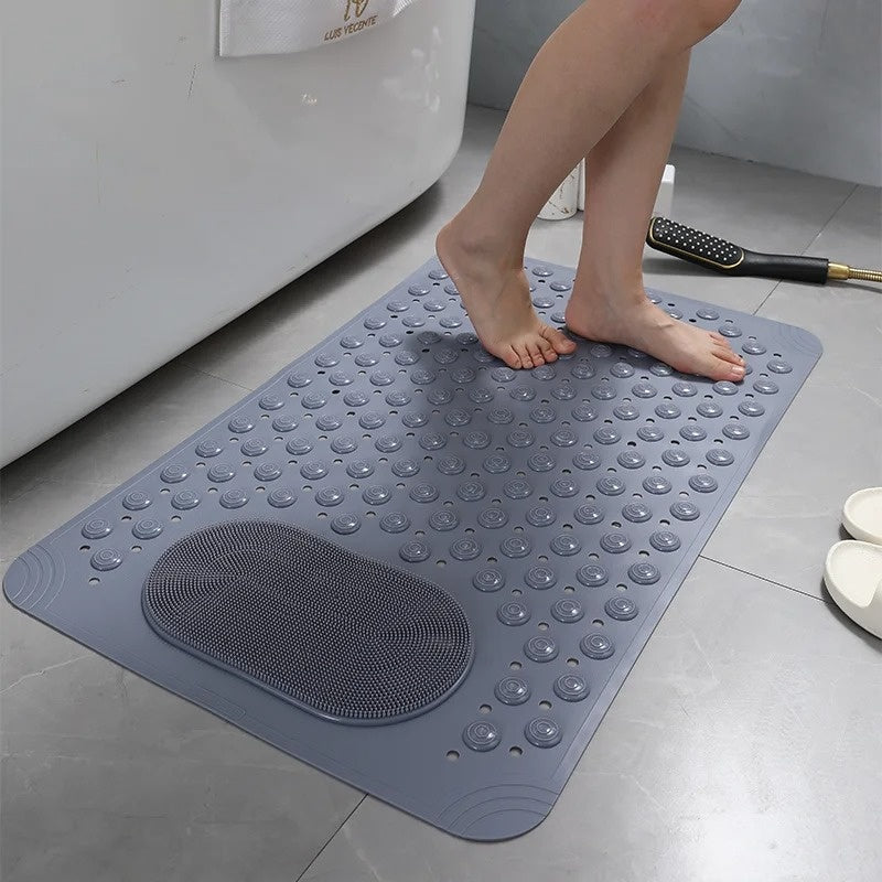 Rutschfeste Duschmatte mit Fußschrubber & Schnellem Wasserablauf