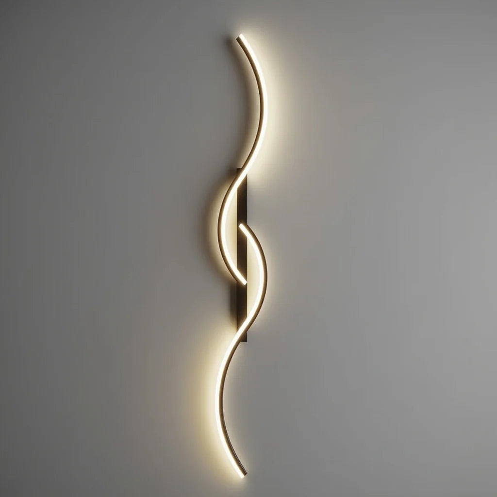 Moderne Wellen-LED Wandleuchte – dimmbar & stilvoll in Gold/Schwarz