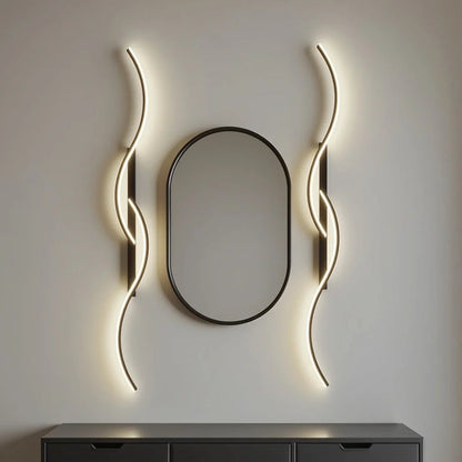 Moderne Wellen-LED Wandleuchte – dimmbar & stilvoll in Gold/Schwarz